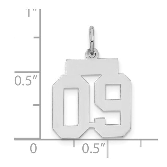 Sterling Silver, Athletic Collection, Small Polished Number 09 Pendant - Picture 4 of 5